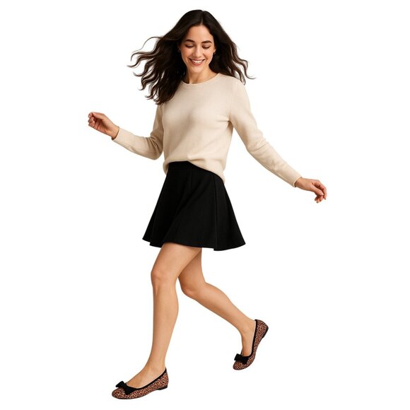 Alfani Size 7.5 Leopard Print Ballet Flats Bow Womens Cushioned Insole Black - Picture 1 of 12